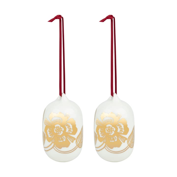 Palline di Natale 2025 Tiara 6x9 cm - Bianco-oro - Marimekko