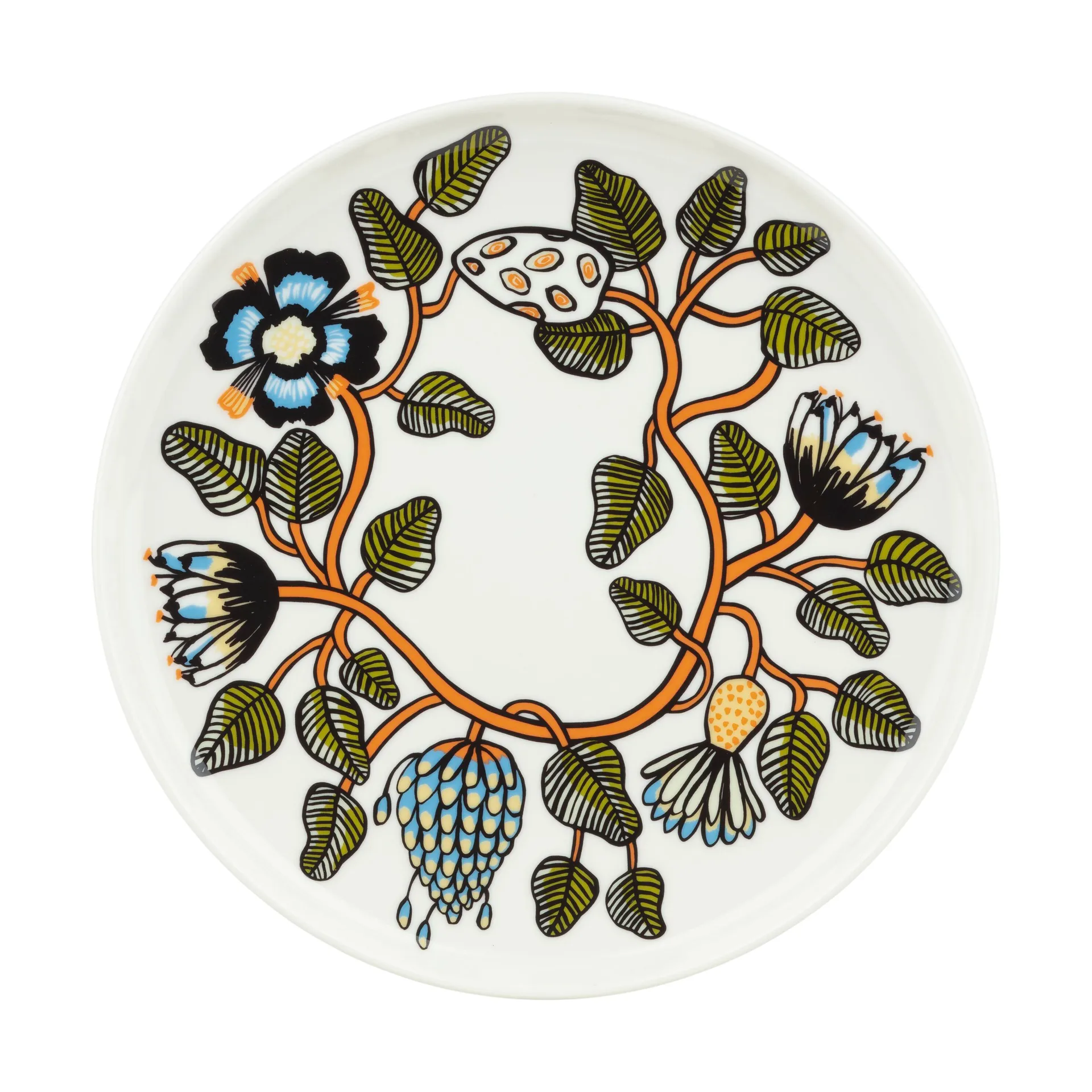 Piattino Tiara Ø25 cm, White, warm orange, green Marimekko