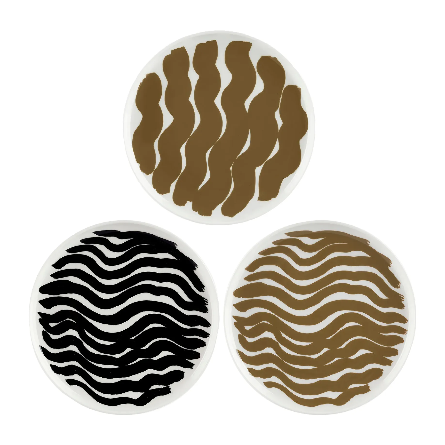 Piatto Ø 20 cm Hyräily, confezione da 3, bianco, marrone, nero Marimekko