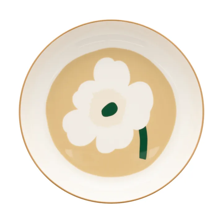 Piatto fondo Marimekko Unikko Ø20,5 cm - White-beige-light sand-dark green - Marimekko