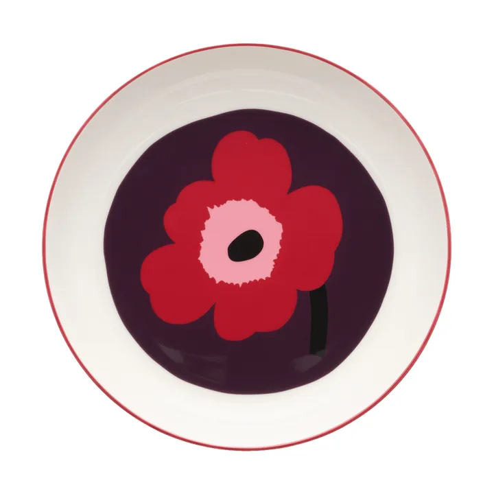 Piatto fondo Marimekko Unikko Ø20,5 cm - White-plum-cranberry-pink - Marimekko