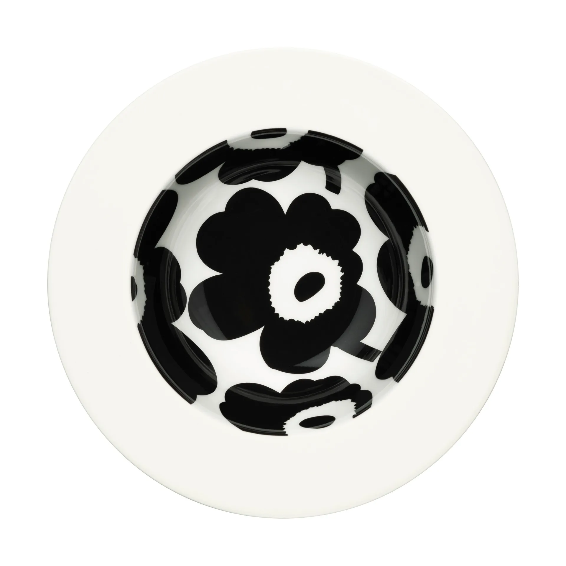 Piatto fondo Unikko Ø20 cm, Bianco-nero Marimekko
