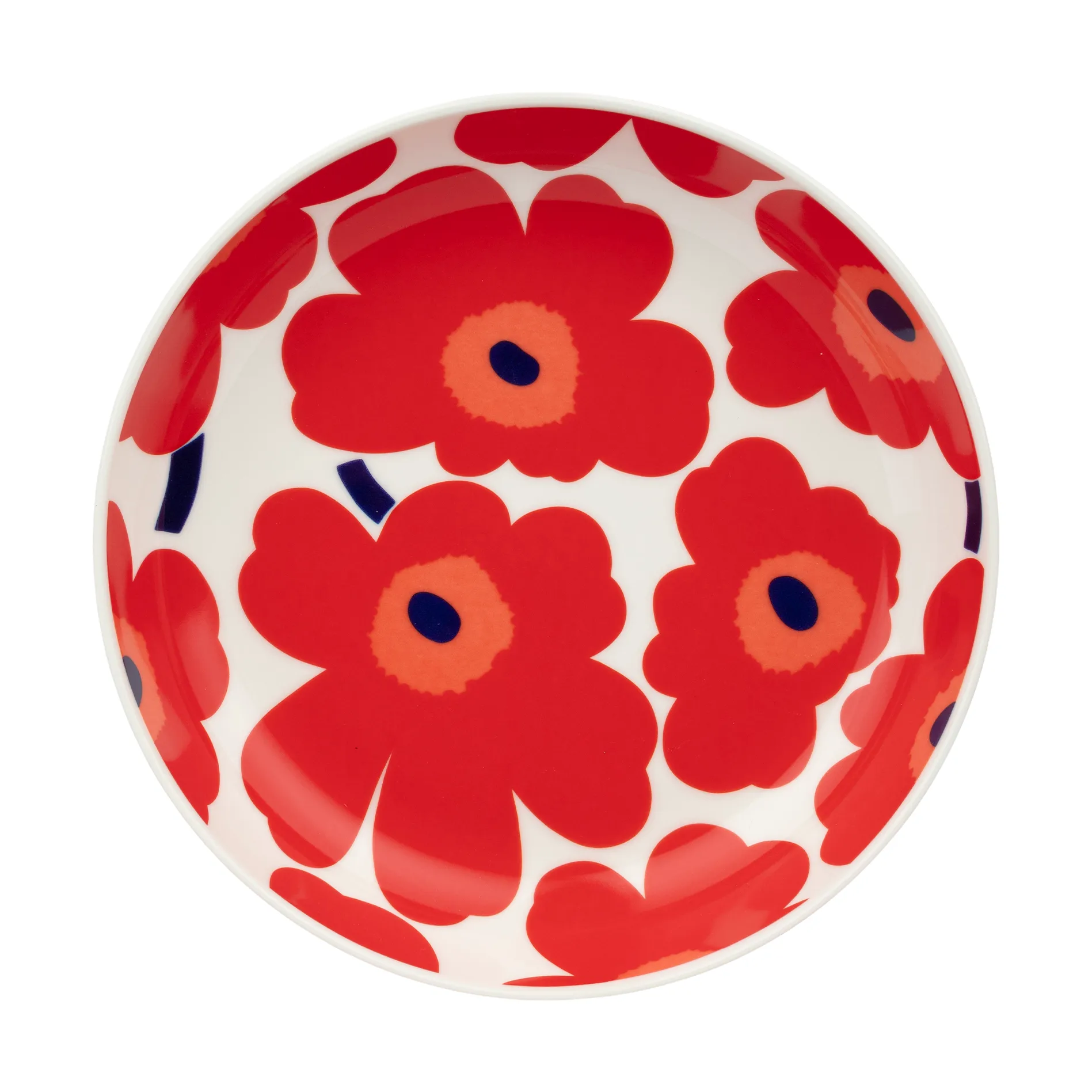 Piatto fondo Unikko Ø20,5 cm, White-red-blue Marimekko