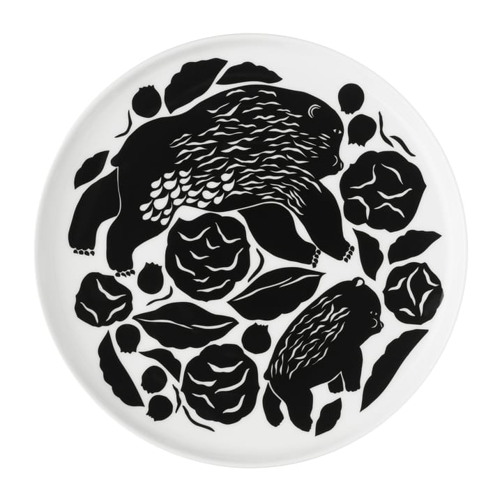 Piatto Karhuemo Ø 20 cm, Bianco-verde scuro Marimekko