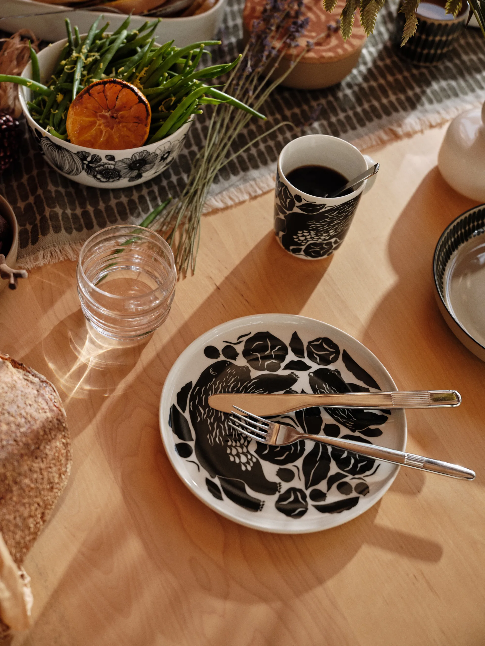 Piatto Karhuemo Ø 20 cm, Bianco-verde scuro Marimekko