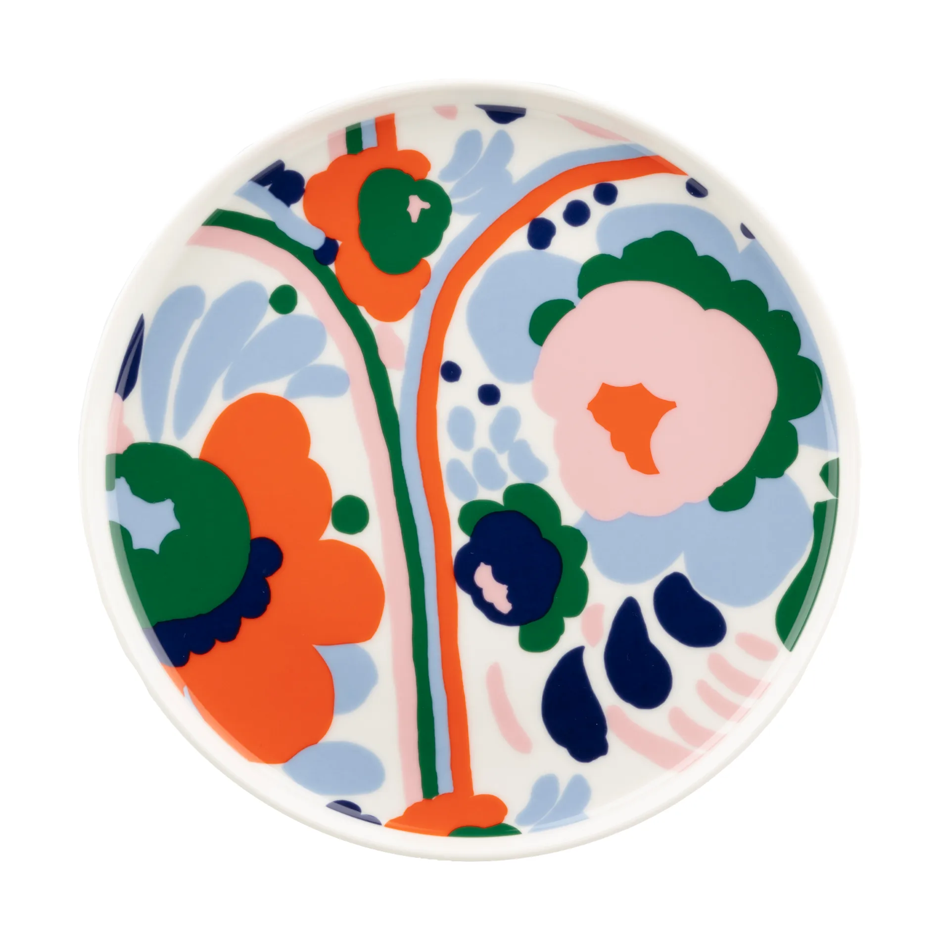 Piatto Karuselli Ø20 cm, Bianco-blu scuro-Arancio-rosa chiaro Marimekko