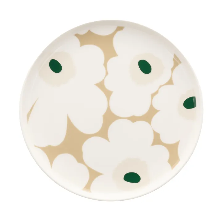 Piatto Marimekko Unikko Ø20 cm - White-beige-light sand-dark green - Marimekko
