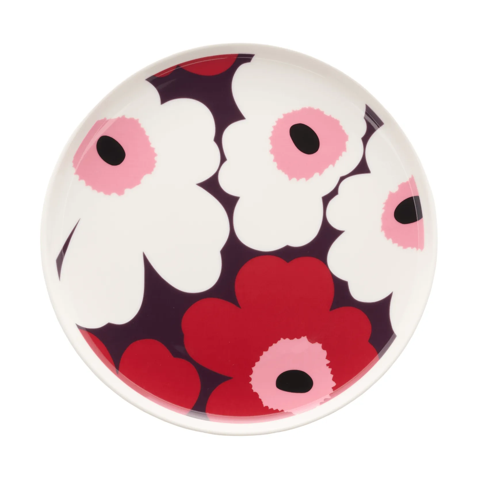 Piatto Marimekko Unikko Ø20 cm, White-plum-cranberry-pink Marimekko