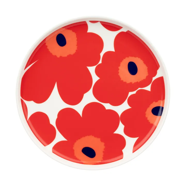 Piatto Marimekko Unikko Ø20 cm - White-red-blue - Marimekko