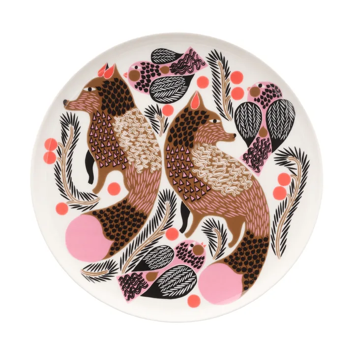 Piatto Oiva Ketunmarja Ø20 cm - White-bronze-pink-petrol - Marimekko