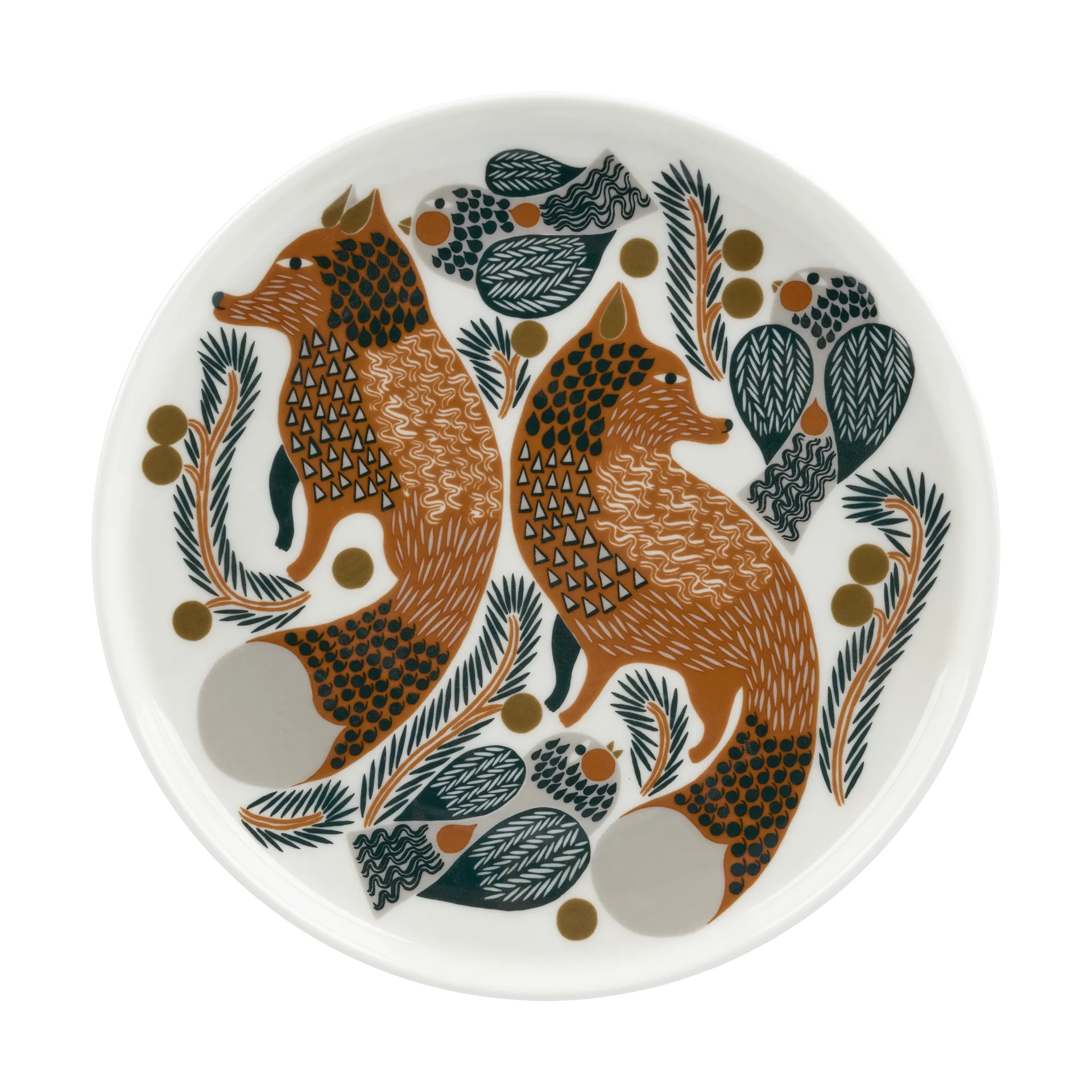 Piatto Oiva Ketunmarja Ø20 cm, White-brown-dark green Marimekko