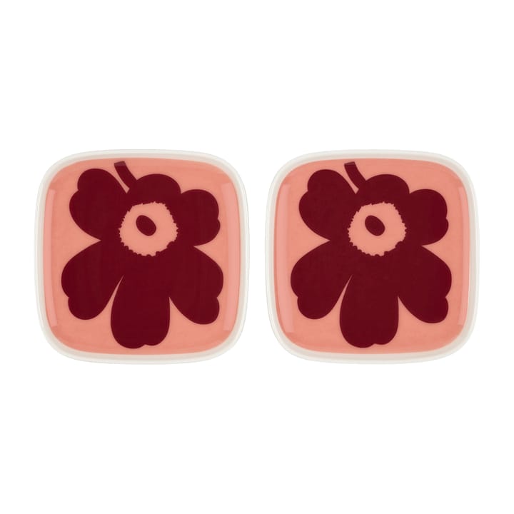 Piatto piccolo Unikko 10x10 cm 2 pezzi - bianco-rosa-rosso - Marimekko