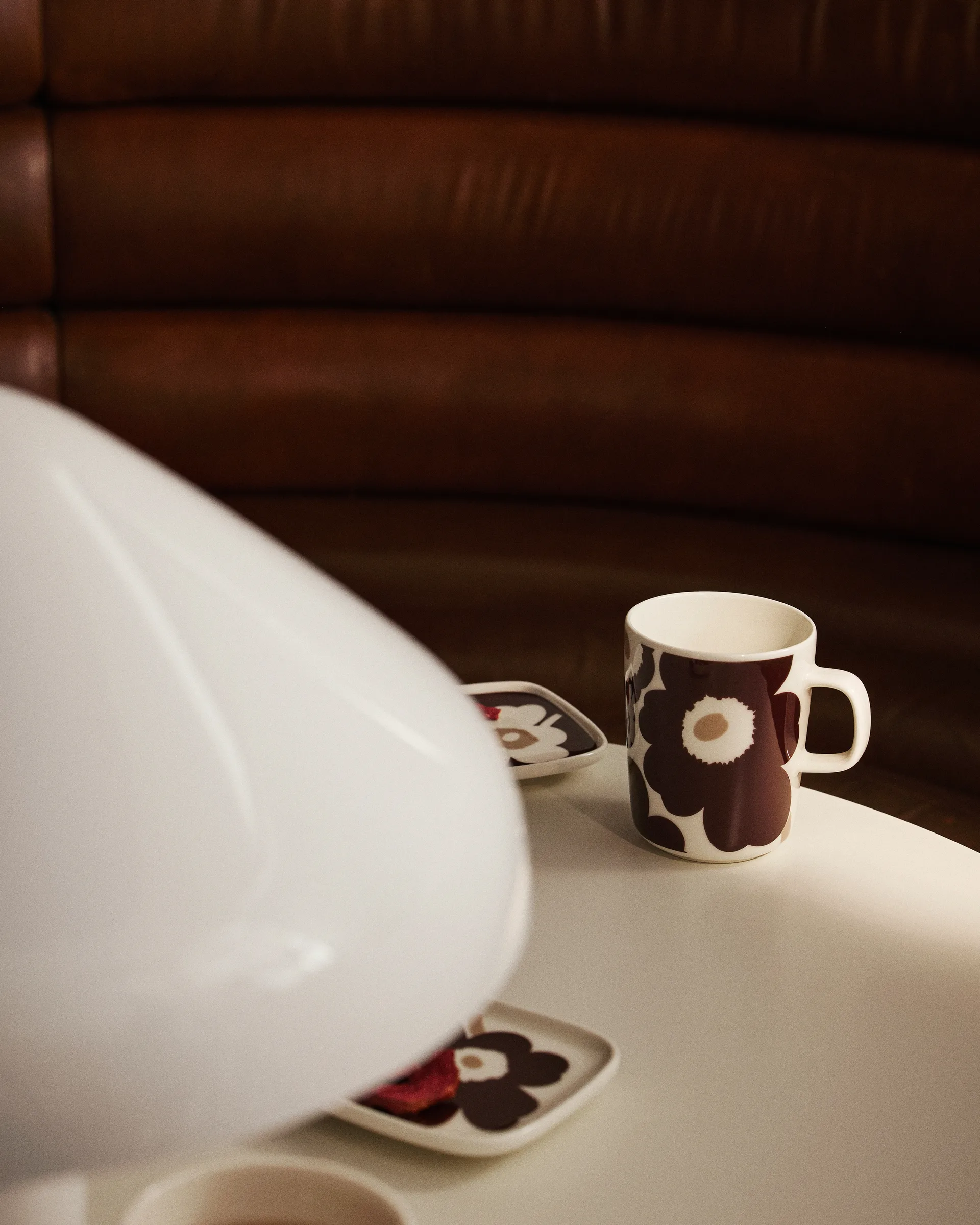 Piatto Unikko 10x10 cm, confezione da 2, Borgogna-bianco-beige Marimekko