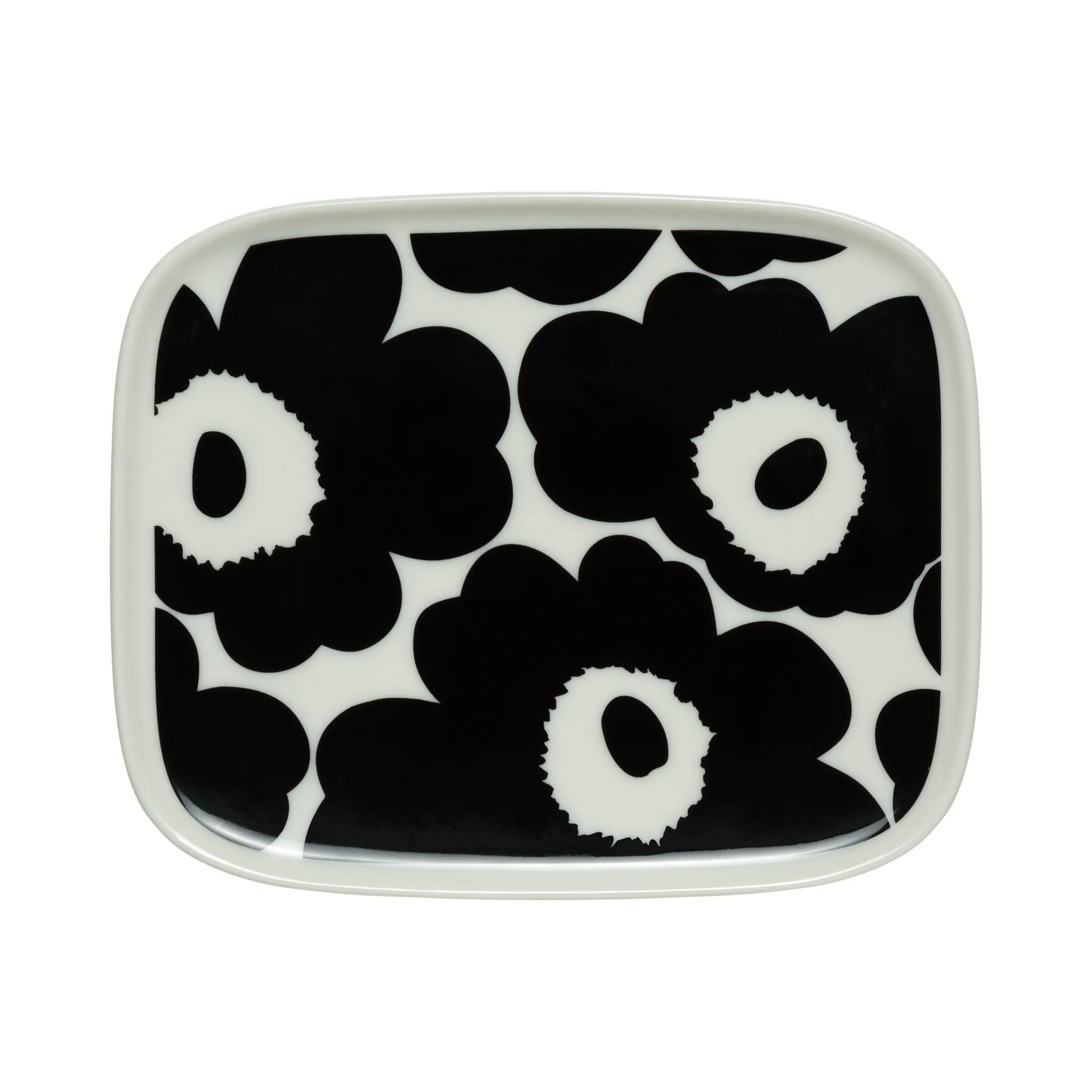 Piatto Unikko 12x15 cm, Bianco e nero Marimekko