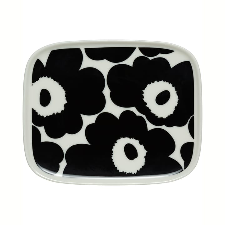 Piatto Unikko 12x15 cm - Bianco e nero - Marimekko