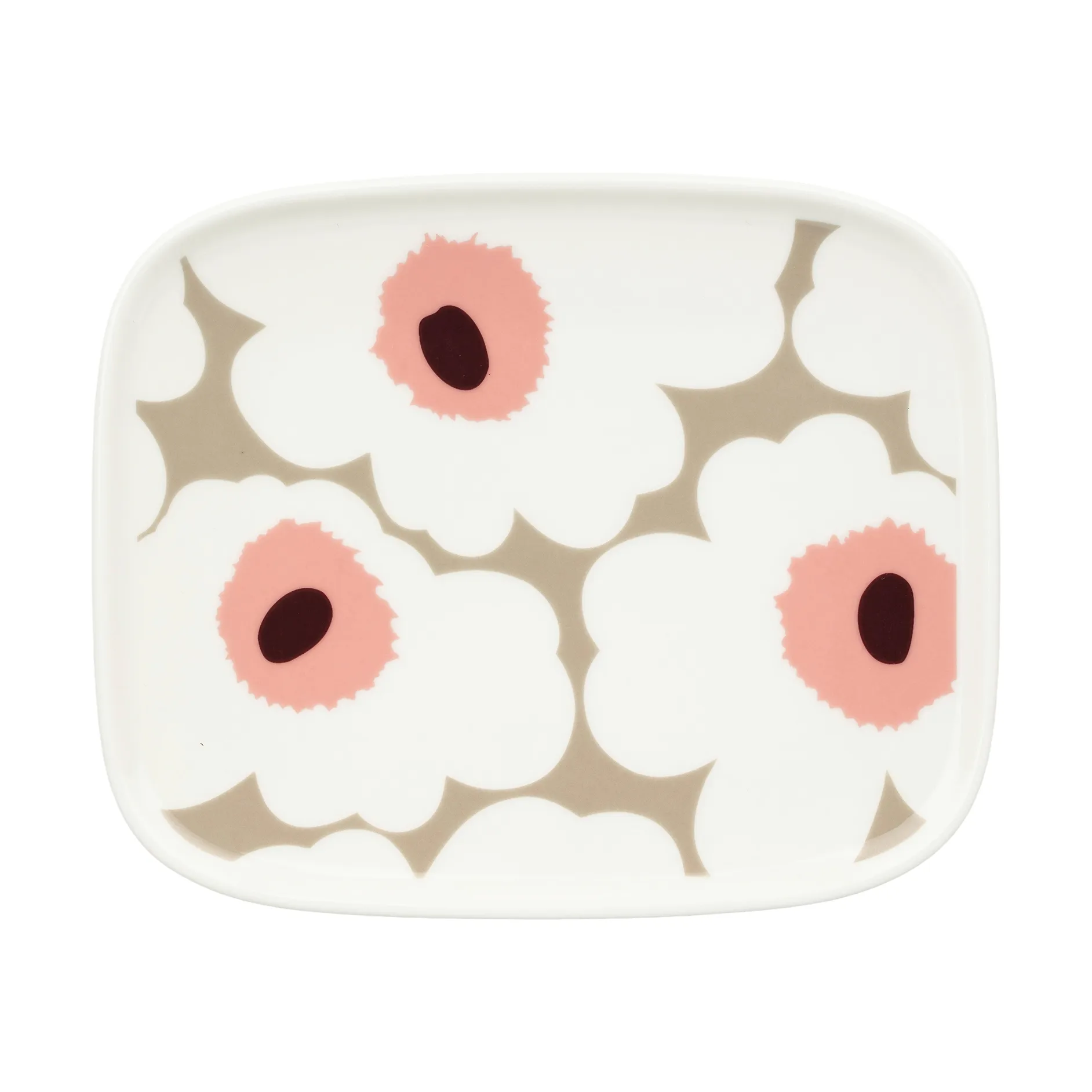 Piatto Unikko 12x15 cm, White-clay-powder-dark wine Marimekko