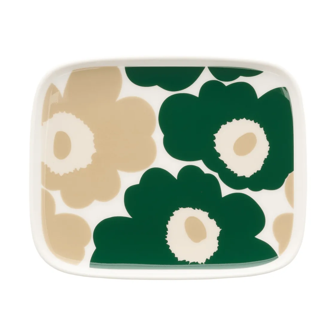 Piatto Unikko 12x15 cm, White-dark green-beige-light sand Marimekko