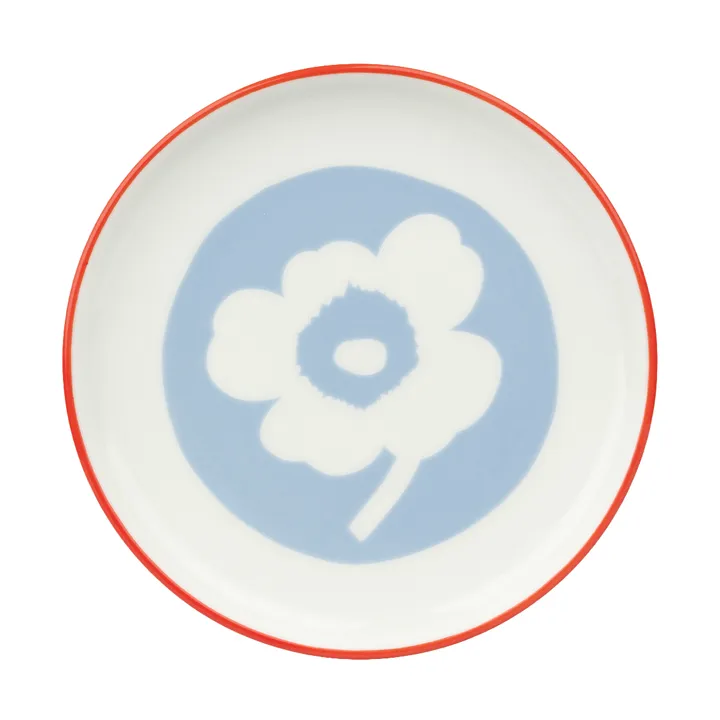 Piatto Unikko Ø13,5 cm - White-light blue-orange red - Marimekko