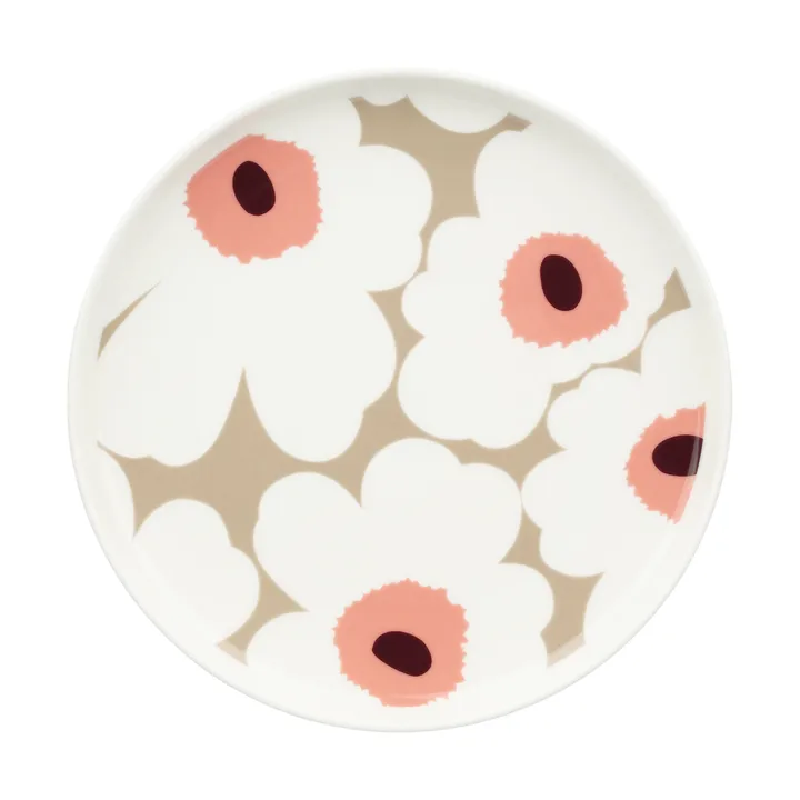 Piatto Unikko Ø20 cm - White-clay-powder-dark wine - Marimekko
