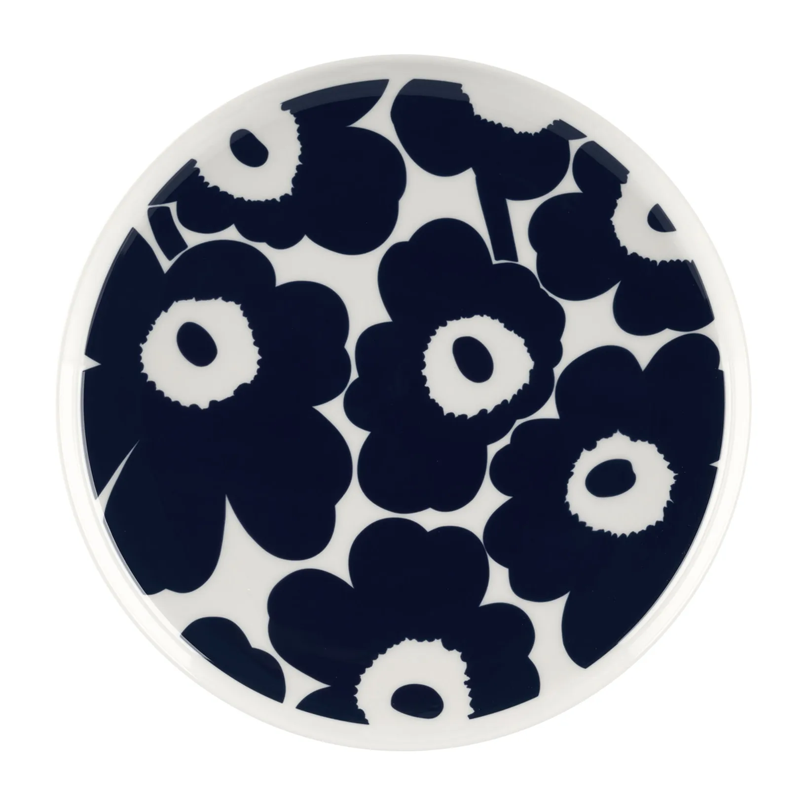 Piatto Unikko Ø25 cm, Bianco-blu scuro Marimekko