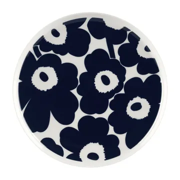 Piatto Unikko Ø25 cm - Bianco-blu scuro - Marimekko