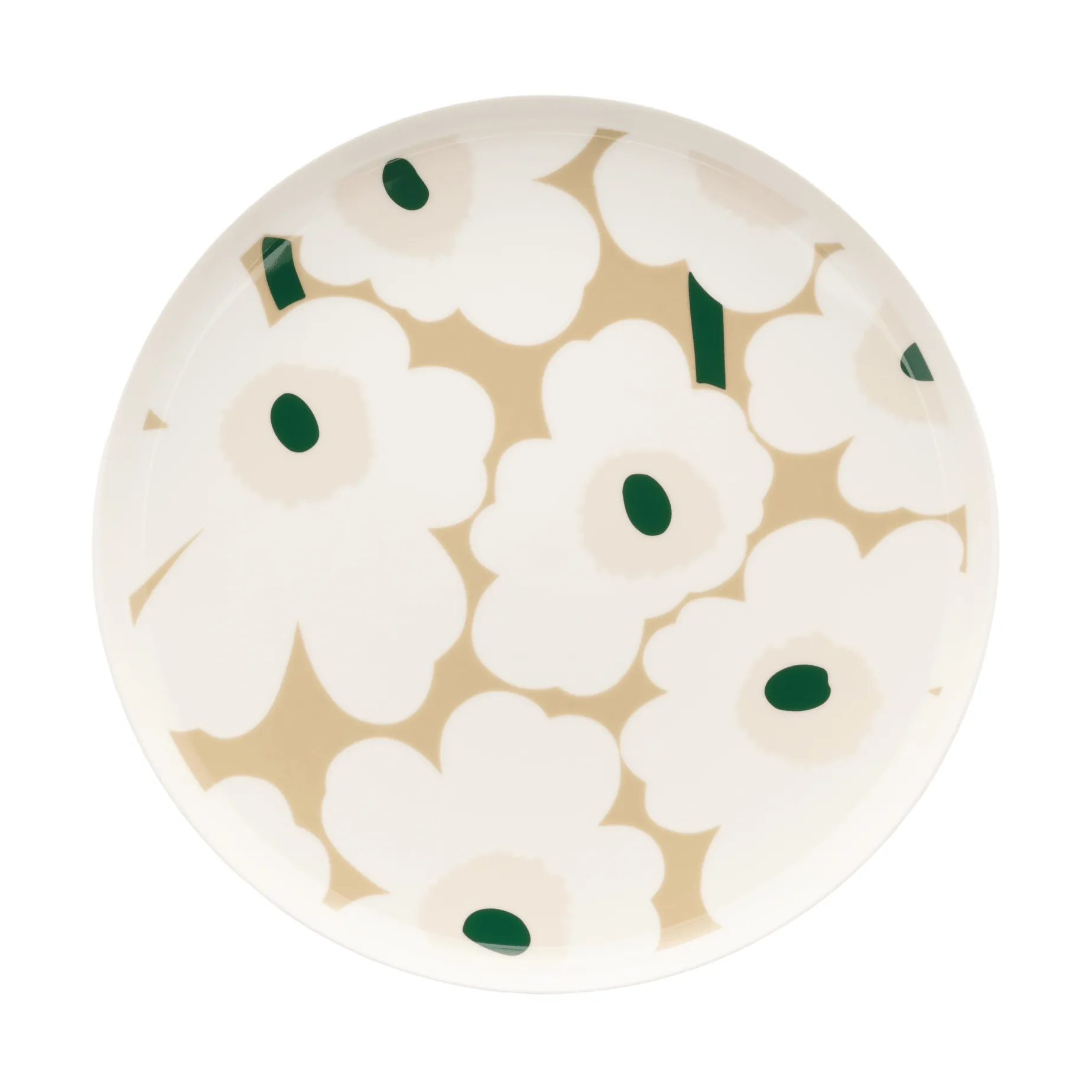 Piatto Unikko Ø25 cm, White-beige-light sand-dark green Marimekko