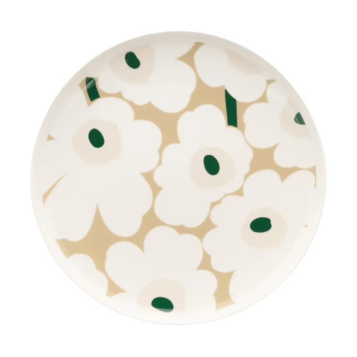 Piatto Unikko Ø25 cm - White-beige-light sand-dark green - Marimekko