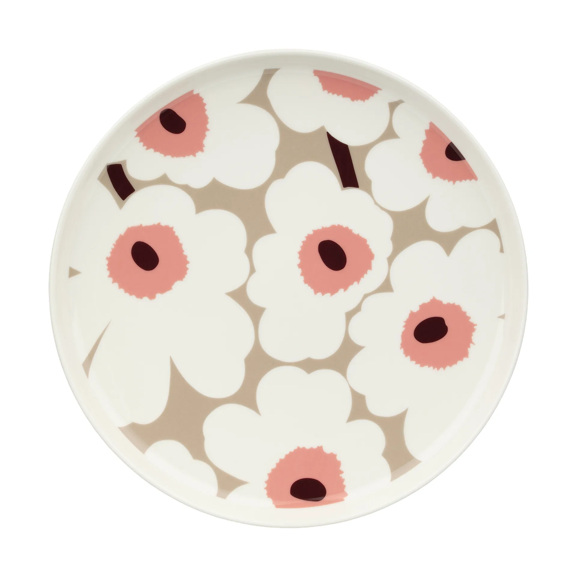 Piatto Unikko Ø25 cm, White-clay-powder-dark wine Marimekko