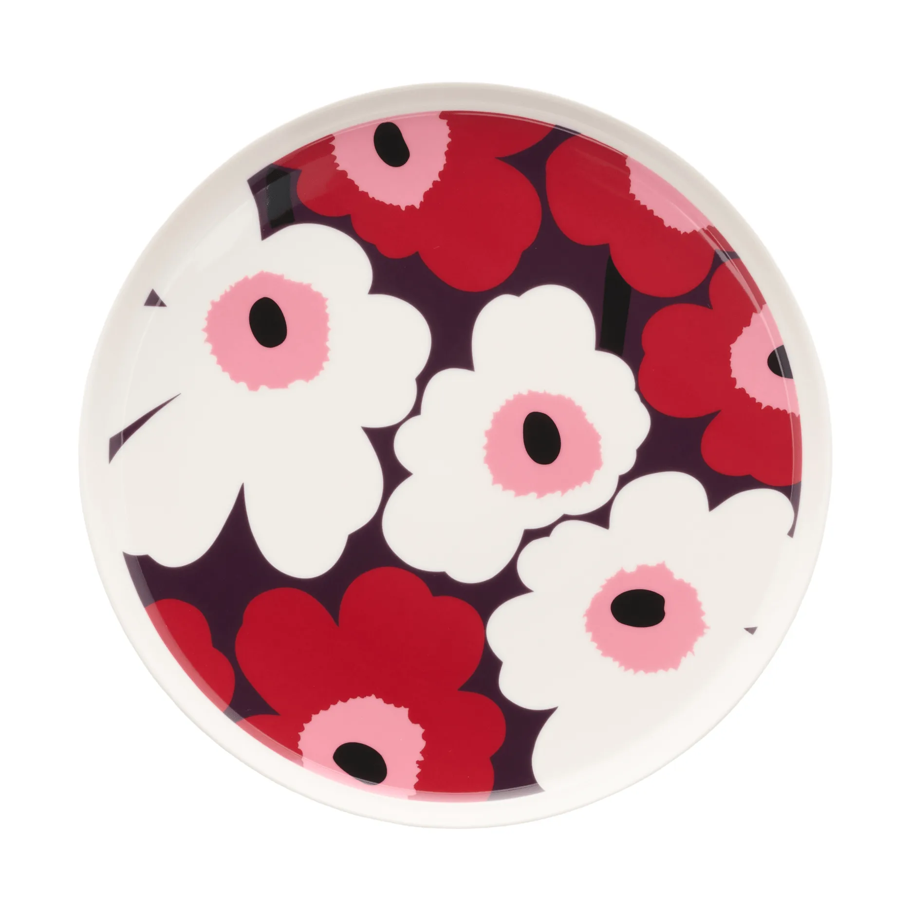Piatto Unikko Ø25 cm, White-plum-cranberry-pink Marimekko