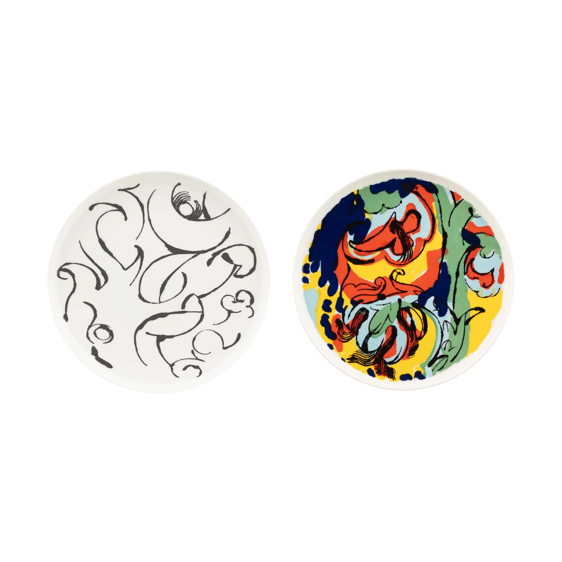 Piatto Vildstjälk & Kraftmo Ø25 cm 2 pezzi, Bianco-nero-multi Marimekko