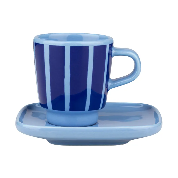 Piccolo tazzina da espresso con piattino - Light blue-blue, 5 cl - Marimekko