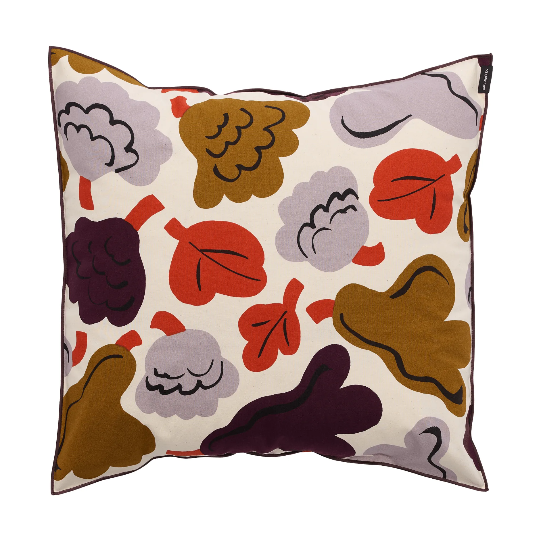Pieni Kukasta Kukkaan federa per cuscino, Hay-plum-bronze-terracotta, 50x50 cm Marimekko