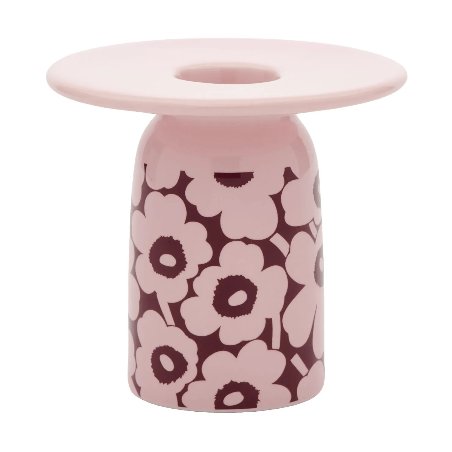 Pikkuinen Unikko portacandela, Pink-burgundy Marimekko