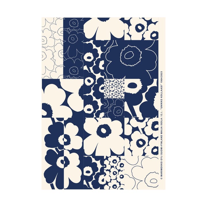 Poster Unikko kollaasi 50x70 cm, Off-white-dark blue Marimekko