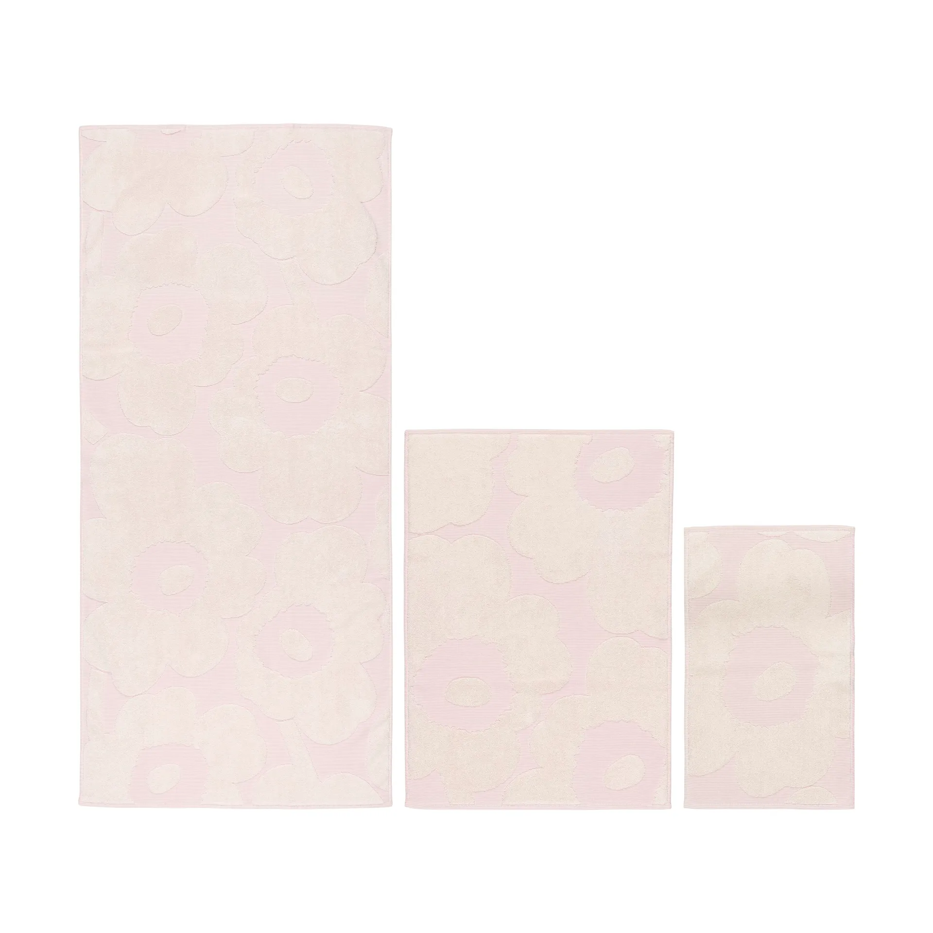 Set asciugamani Unikko 3 pezzi, Bianco-rosa chiaro Marimekko