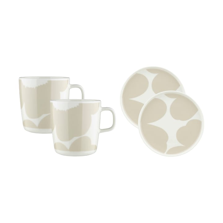 Set colazione Iso Unikko 4 pezzi - Bianco-paglia - Marimekko