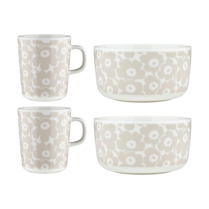 Set colazione Pikkuinen Unikko 4 pezzi - Bianco-paglia - Marimekko