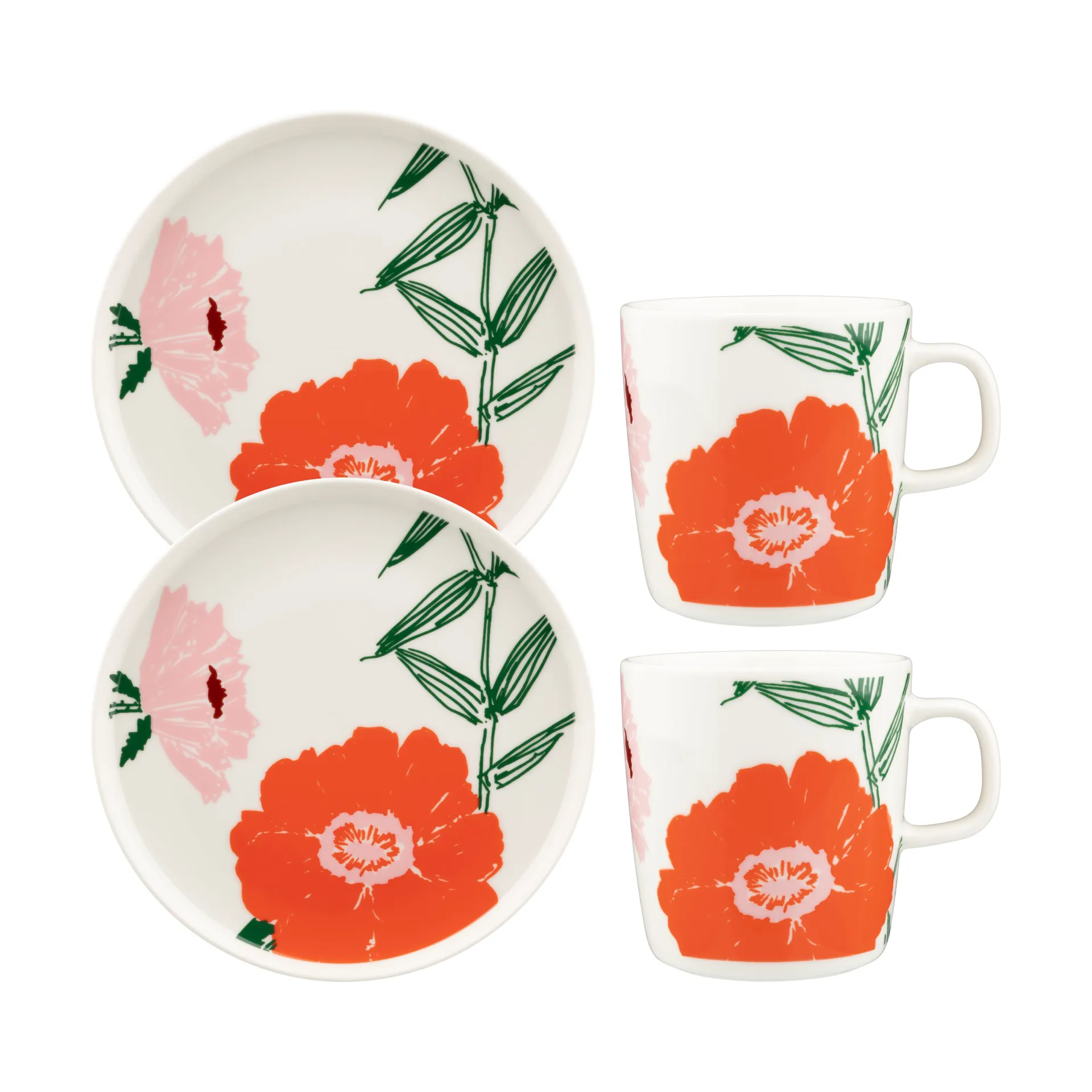 Set colazione Puutarhakutsut 4 pezzi, Bianco-Verde-Arancio Marimekko