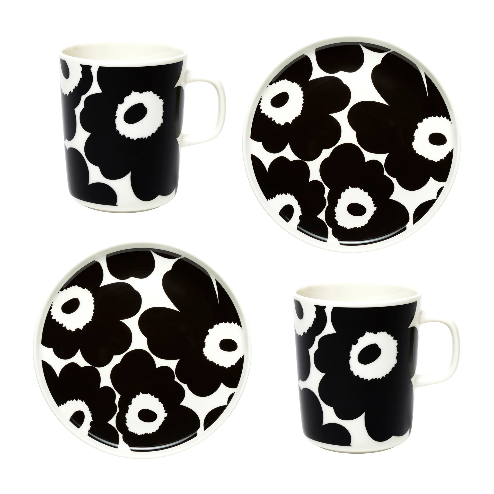 Set colazione Unikko, Bianco-nero Marimekko