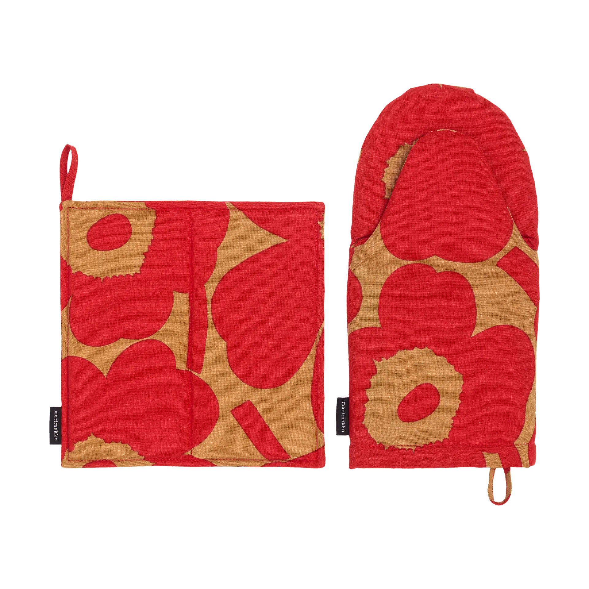 Set da 2 pezzi di guanto da forno e presina Pieni Unikko, Brown-red Marimekko