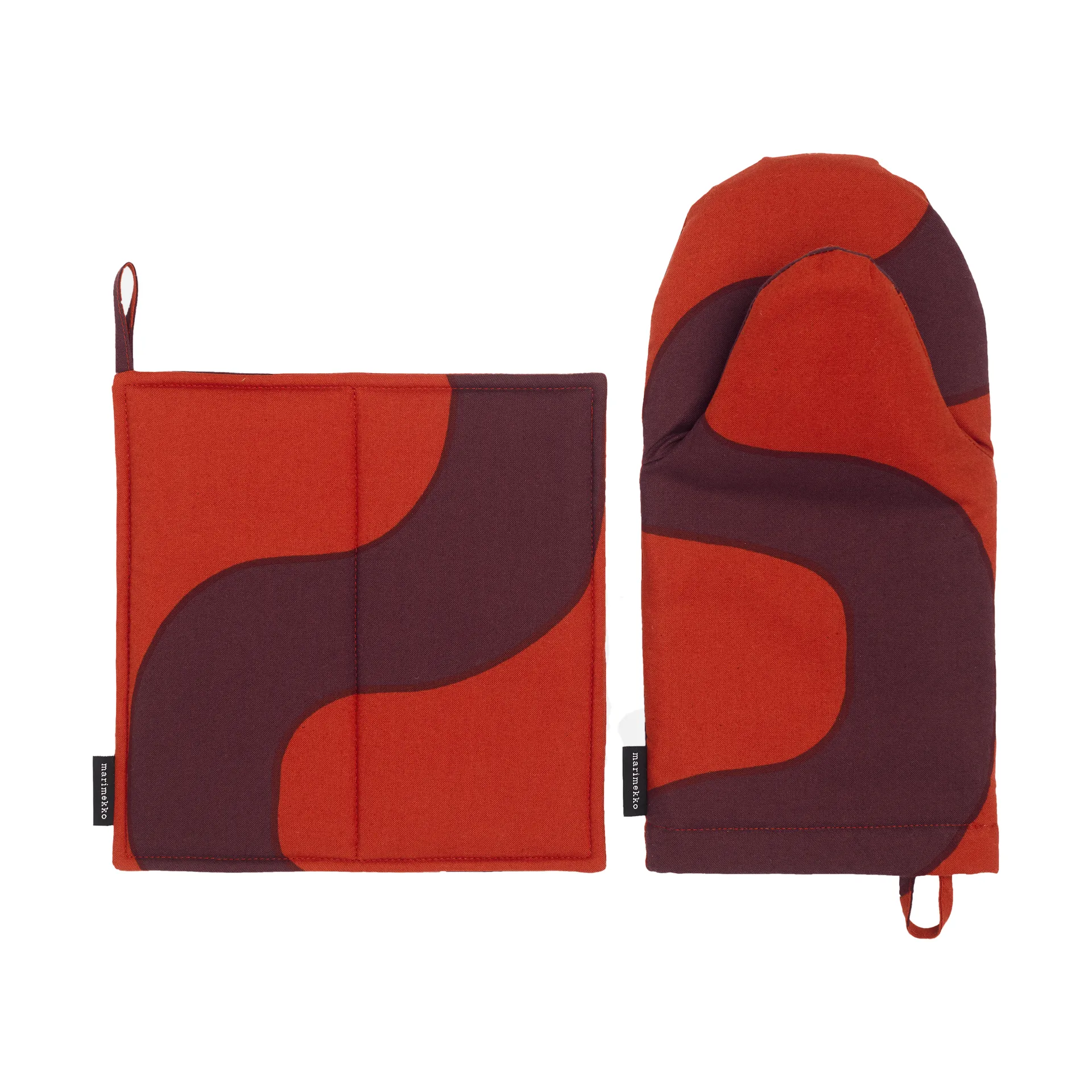 Set da 2 pezzi Seireeni guanto da forno e presina, Red-burgundy Marimekko