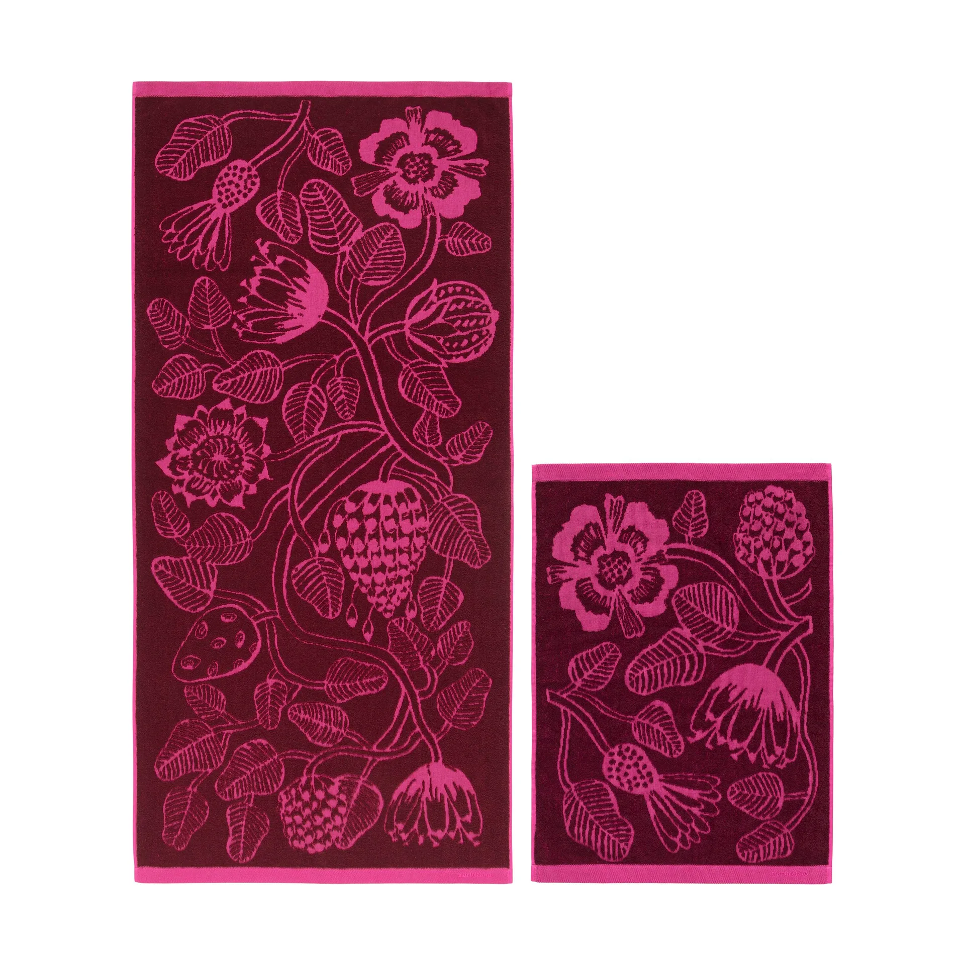 Set di asciugamani Tiara 2 pezzi, Bordeaux-rosa Marimekko