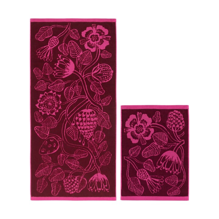 Set di asciugamani Tiara 2 pezzi - Bordeaux-rosa - Marimekko