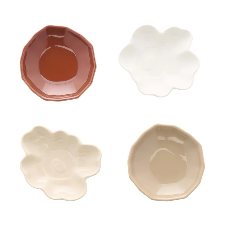 Set piatti Marimekko Unikko & Kivet 4 pezzi - Beige-chestnut-white-light brown - Marimekko