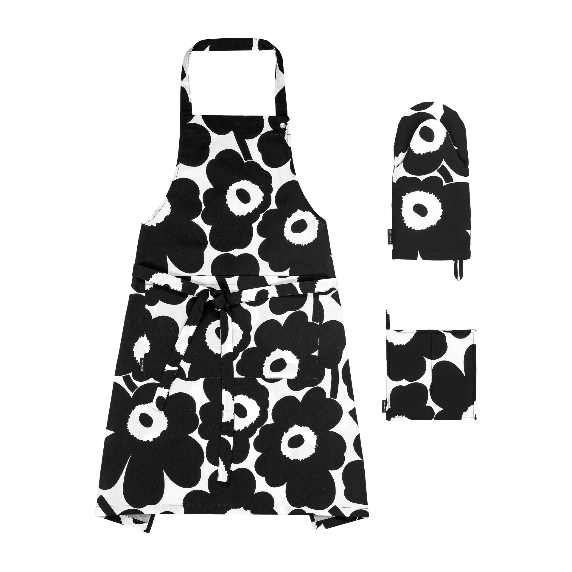 Set tessili da cucina Pieni Unikko , Bianco-nero Marimekko