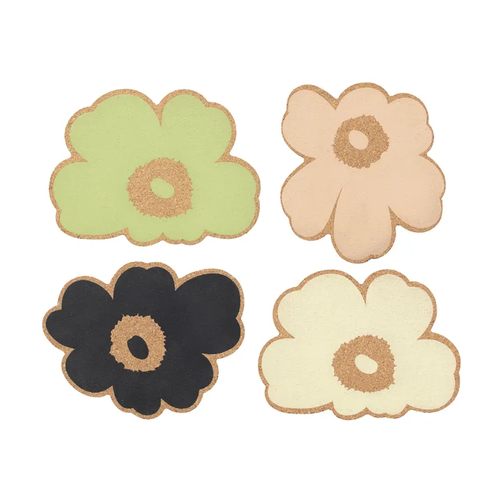 Sottobicchieri sughero Marimekko Unikko 4 pezzi - Assortimento multicolore - Marimekko