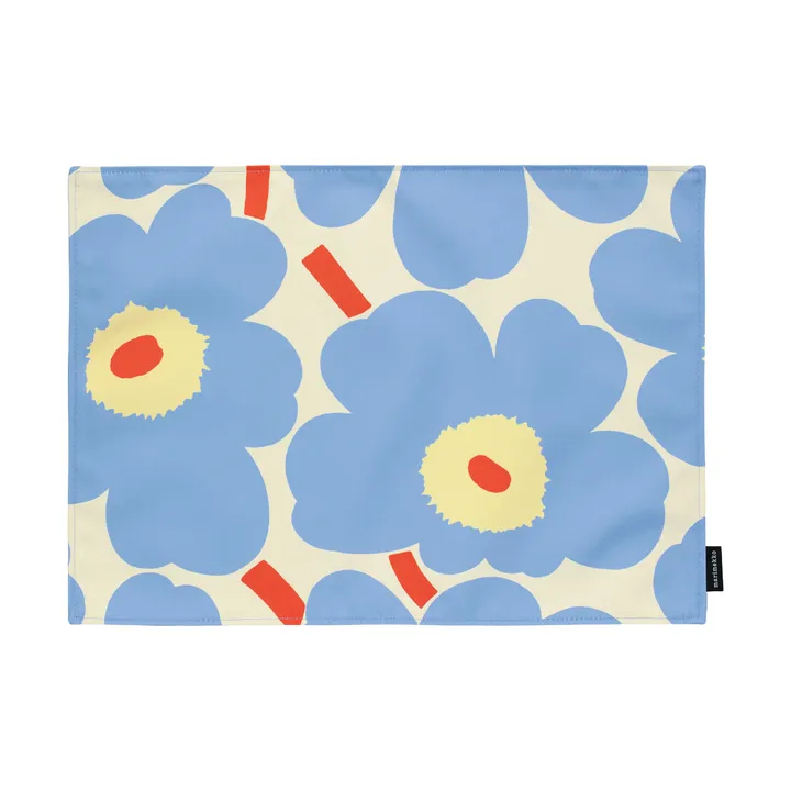 Sottopiatto Pieni Unikko - Bianco sporco-azzurro-melone-rosso arancio, 31x42 cm - Marimekko