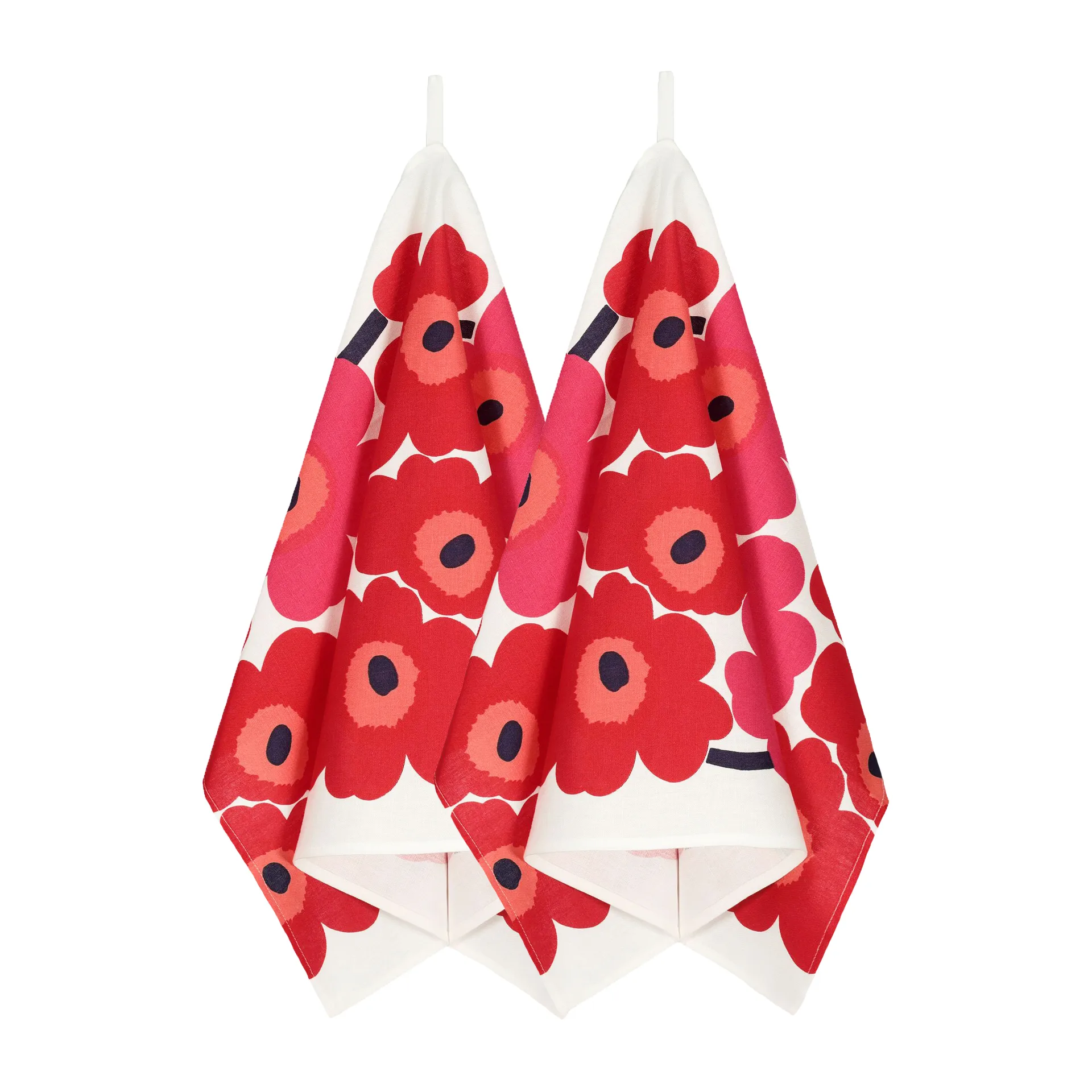 Strofinaccio da cucina Unikko confezione da 2, Bianco-rosso Marimekko
