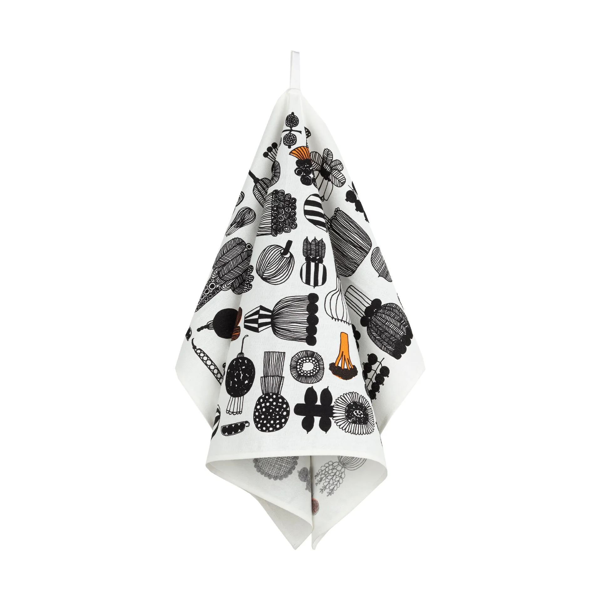 Strofinaccio Puutarhurin Parhaat 47x70 cm, Bianco-nero-Arancio Marimekko