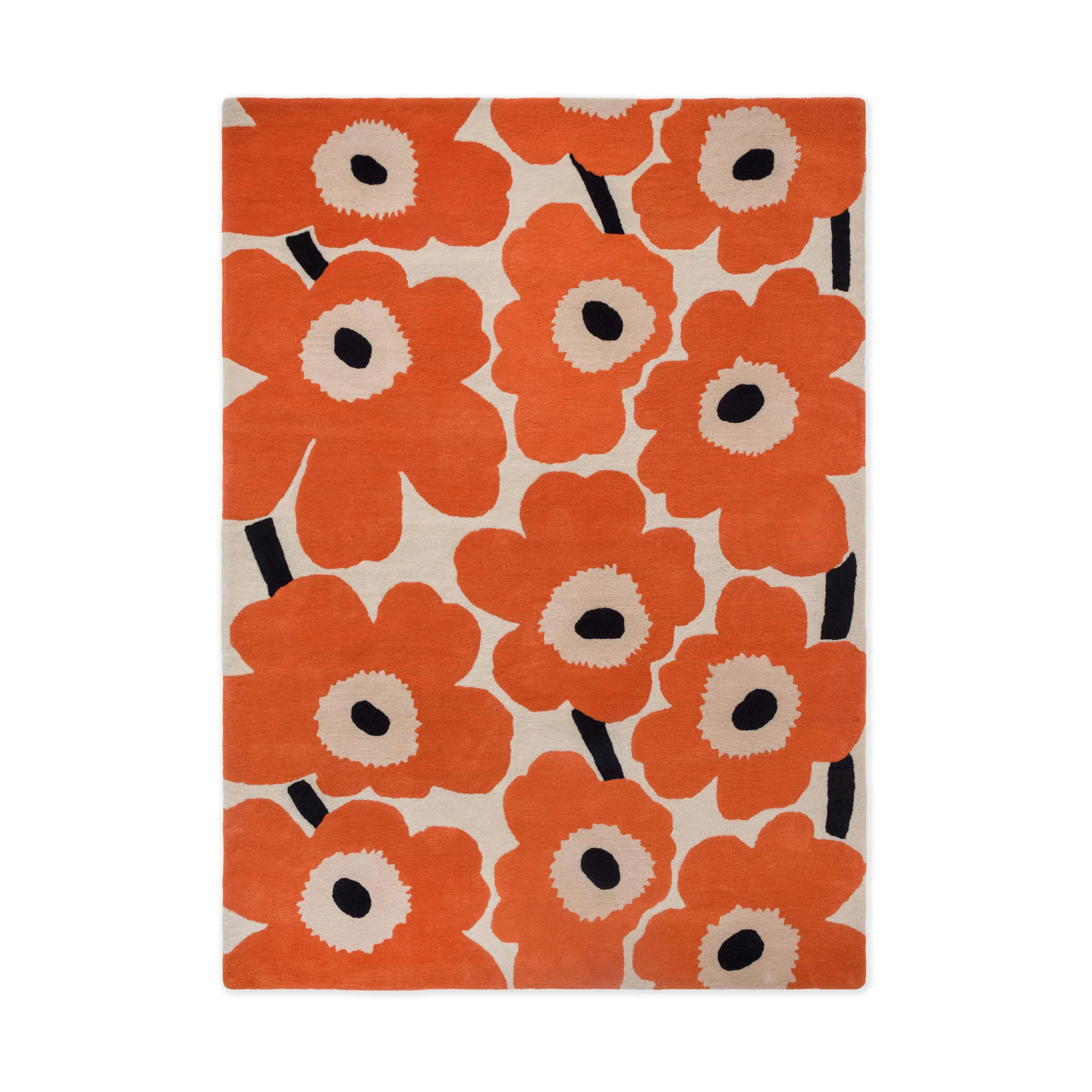 Tappeto in lana Unikko, Orange Red, 250x350 cm Marimekko